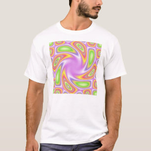 ティーの白いネオン渦巻 Tシャツ