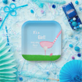 ティーアップピンクゴルフジェンダーベビー女の子 ペーパープレート (パーティー)