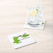 ティーアップ退職したゴルフ恐竜プレイヤー漫画 スクエアペーパーコースター (インサイチュ)