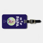 ティーアップPapaフォトゴカスタムルフネイビーブルー ラゲッジタグ (正面横)