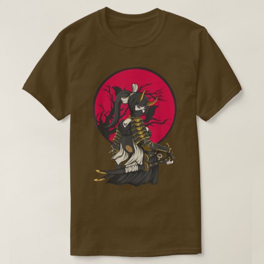 ティーアニメガールサムライ日本のファイター忍者マート Tシャツ (デザイン正面)