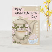 ティーアンドカップケーキ祖父母の日帰りグリーティングカード カード (黄色い花)