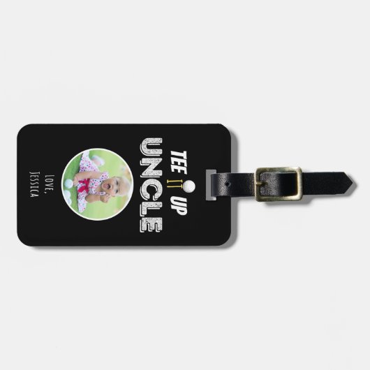 ティーイットアップアンクルカスタムフォトファーザーズデイブラック ラゲッジタグ (正面横)