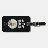 ティーイットアップパパカスタムフォトファーザーズデイブラック ラゲッジタグ (正面横)