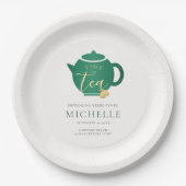 ティーエメラルド金ゴールドエレガントブライダルシャワー ペーパープレート (正面)