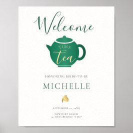 ティーエメラルド金ゴールドブライダルシャワーへようこそ ポスター