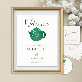 ティーエメラルド金ゴールドブライダルシャワーへようこそ ポスター