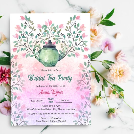 ティーエレガントパーティーティーポットフローラ 招待状