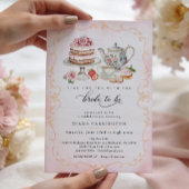 ティーエレガントパーティーブライダルシャワー – ピンクフローラ 招待状
