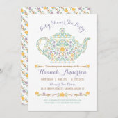 ティーエレガントパーティーベビーシャワー – Teapot 招待状 (正面/裏面)