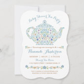 ティーエレガントパーティーボーイベビーシャワー·ティーポット 招待状 (正面)