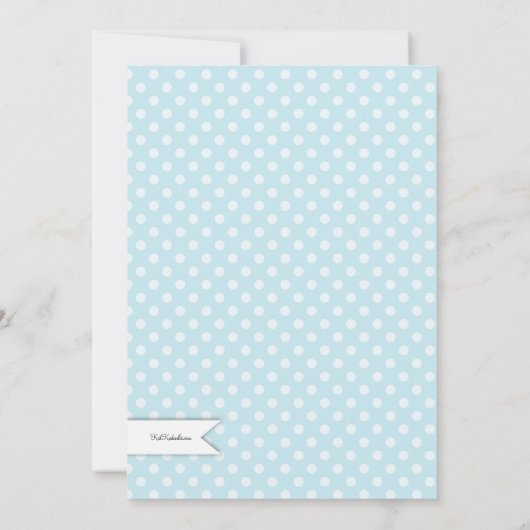 ティーエレガント水玉模様ボーイベビーシャワーティーパーティー 招待状 (裏面)