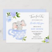 ティーエレファントベビーシャワー招待状 招待状 (正面/裏面)