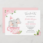 ティーエレファントベビーシャワー招待状 招待状 (正面/裏面)