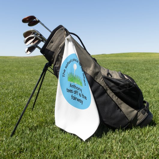 ティーオフブルーおもしろいグリーン白黒 ゴルフタオル (グリーン)