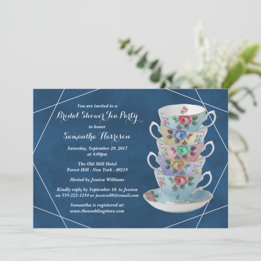 ティーカエレガントップブライダルシャワーティーパーティー 招待状 (スタンド正面)