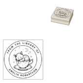 ティーカカスタムップの蔵書票スタンプに眠る子猫 ラバースタンプ (押印)