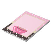 ティーカガーリーップピンクと茶色の水玉模様の弓と名前 ノートパッド (回転)