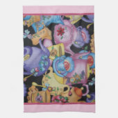 ティーカップおよびティーポット キッチンタオル (縦)