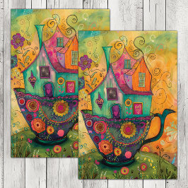 ティーカップお洒落ハウスデコページ 薄葉紙