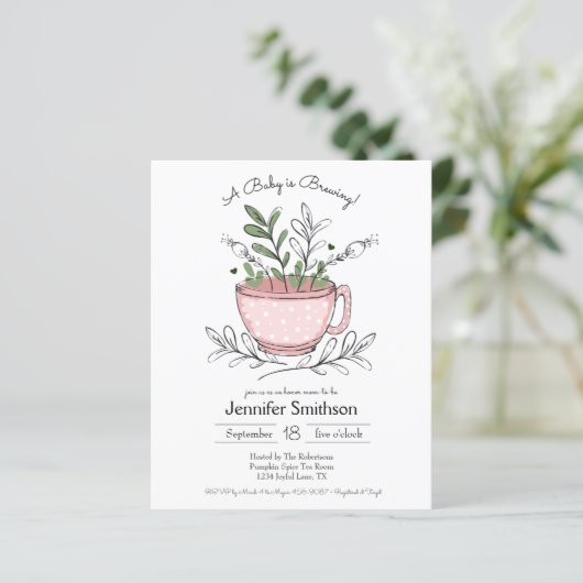 ティーカップお洒落ベビーシャワー予算招待状 (スタンド正面)