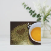 ティーカップお茶の葉ハート写真 ポストカード (スタンド正面)