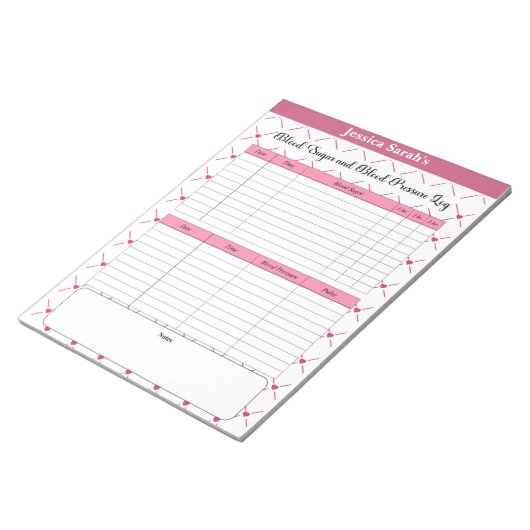 ティーカップかわいこちゃん_血圧と砂糖のログ ノートパッド (アングル)