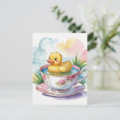 ティーカップでかわいいアヒル ポストカード (スタンド正面)