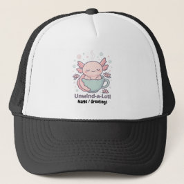ティーカップでリラックスするキュートなウーパールーパーのデザイン「Unwind-a-Lotl」 キャップ