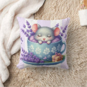 ティーカップで眠るネズミ クッション (ブランケット)