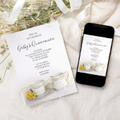 ティーカップとイエローデイジーキンセアニェラパーティー 招待状