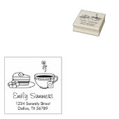 ティーカップとケーキアドレス ラバースタンプ (押印)