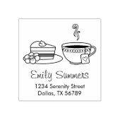 ティーカップとケーキアドレス ラバースタンプ (インプリント)