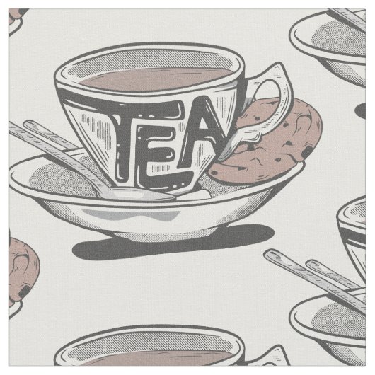 ティーカップとソーサー ファブリック (クローズアップ)