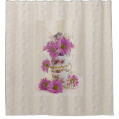 ティーカップとデイジー シャワーカーテン (正面)