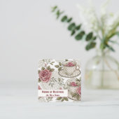 ティーカップとバラ スクエア名刺 (スタンド正面)