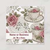 ティーカップとバラ スクエア名刺 (正面)