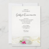 ティーカップとピンクローズキンセアニェラパーティー 招待状 (正面)