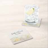 ティーカップとホワイトローズ結婚ズ スクエアペーパーコースター (インサイチュ)