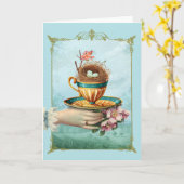 ティーカップと巣 カード (黄色い花)