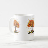 ティーカップと木デザイン コーヒーマグカップ (正面左)