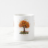 ティーカップと木デザイン コーヒーマグカップ (中央)