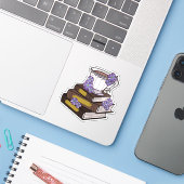 ティーカップと積まれた本 シール (ノートパソコンとiPhone)