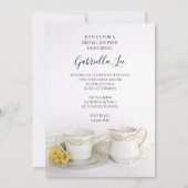 ティーカップと黄色デイジーブライダルシャワー 招待状 (正面)