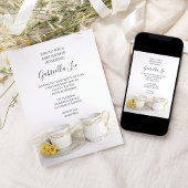 ティーカップと黄色デイジー赤ちゃんシャワー 招待状