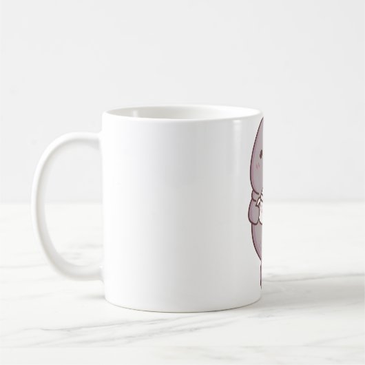 ティーカップにお茶を注ぐかわいいマナティー コーヒーマグカップ (左)