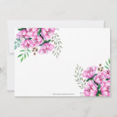 ティーカップにピンク色の花ブライダルシャワー茶パーティー 招待状 (裏面)