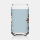 ティーカップにフローラの冠を飾ったかわいい青い鳥 ガラス缶 (右)