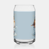 ティーカップにフローラの冠を飾ったかわいい青い鳥 ガラス缶 (左)