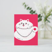 ティーカップに入った猫 ポストカード (スタンド正面)